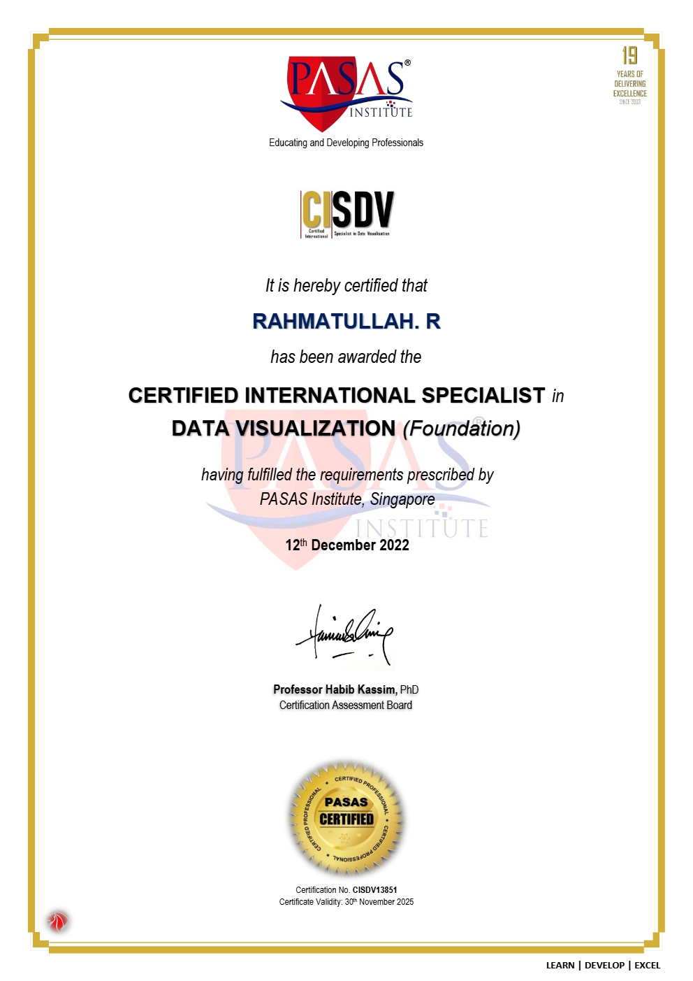 Certified International Specialist in Data Visualization (CISDV)